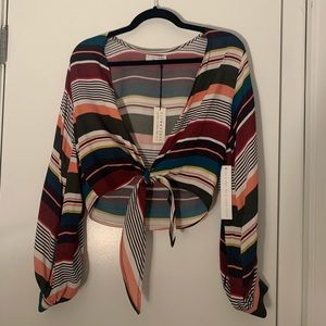 Striped Cropped Flowy Top